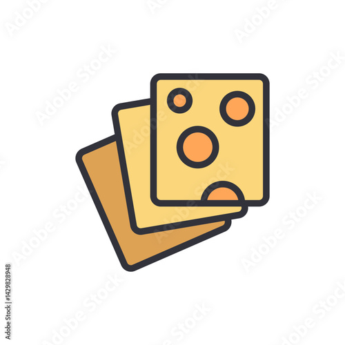 Cheese colored icons, minimalist vector illustration ,simple transparent graphic element .Isolated on white background