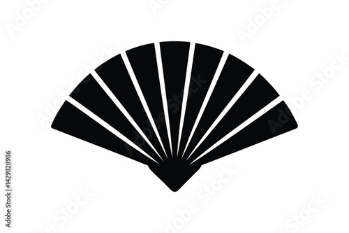 Chinese folding fixed fan icon silhouette