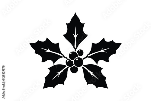 Christmas mistletoe icon silhouette on white background