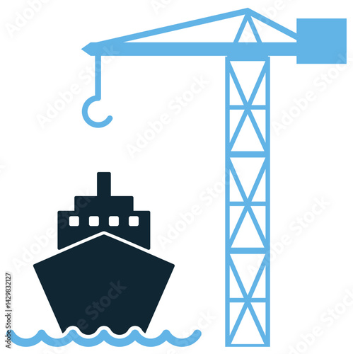 Destination port icon vector for cargo arrival, customs entry, and shipping logistics. Ideal for freight unloading, global trade, and import export destination handling illustration.