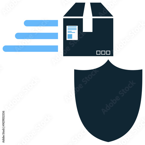 Delivery shield icon vector for secure shipping, safe logistics, and package protection. Ideal for trusted transport, safe delivery assurance, and protective cargo illustration.