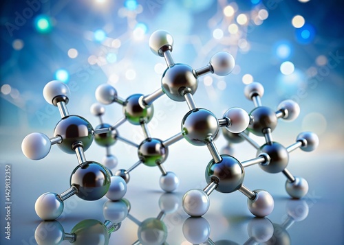 3D Illustration: Halomethanes Molecular Structures with Bokeh Effect photo
