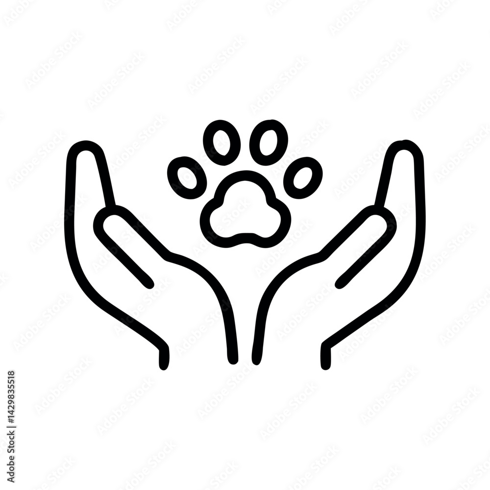 Pet Adoption Hands Animal Protection Icon