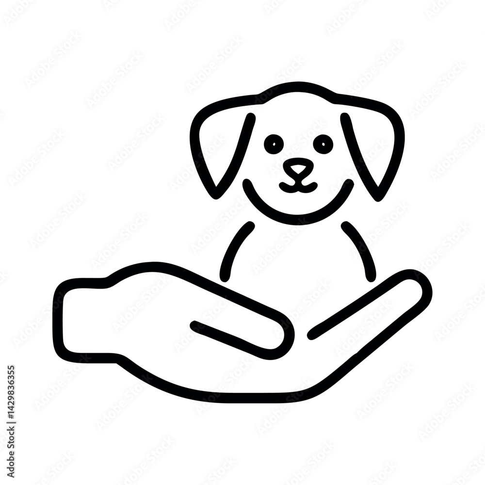 Pet Adoption Helping Hand Dog Care Icon