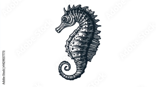 Detailed seahorse vector illustration on white, for educational material use
