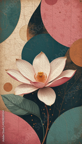 Magnolia flowers. Pattern for printing on wall decorations, covers, leaflets