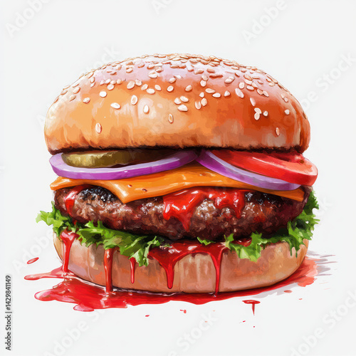 hamburger on a white