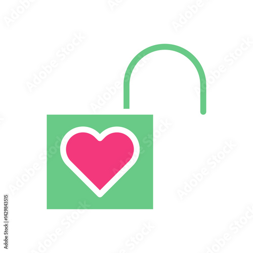 Unlocked Heart, Love Symbol Minimalist Concept