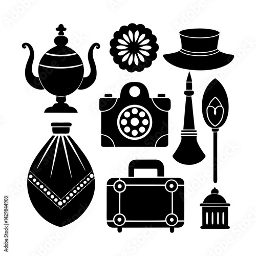 Cultural Heritage Accessories silhouette vector