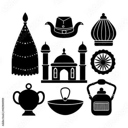 Cultural Heritage Accessories silhouette vector