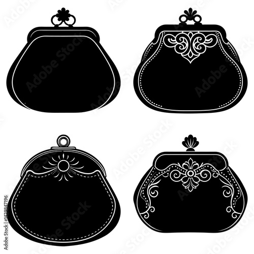 Antique Coin Purse silhouette vector