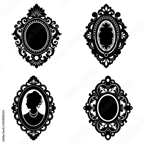 Antique Brooch silhouette vector