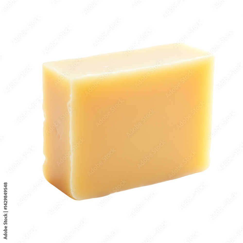Fototapeta premium Yellow cheese block, white isolated background