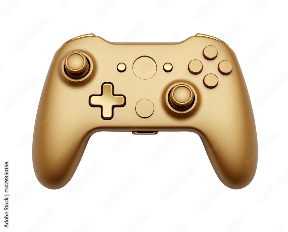 Gold game controller, white isolate background Gold game controller, white isolate background