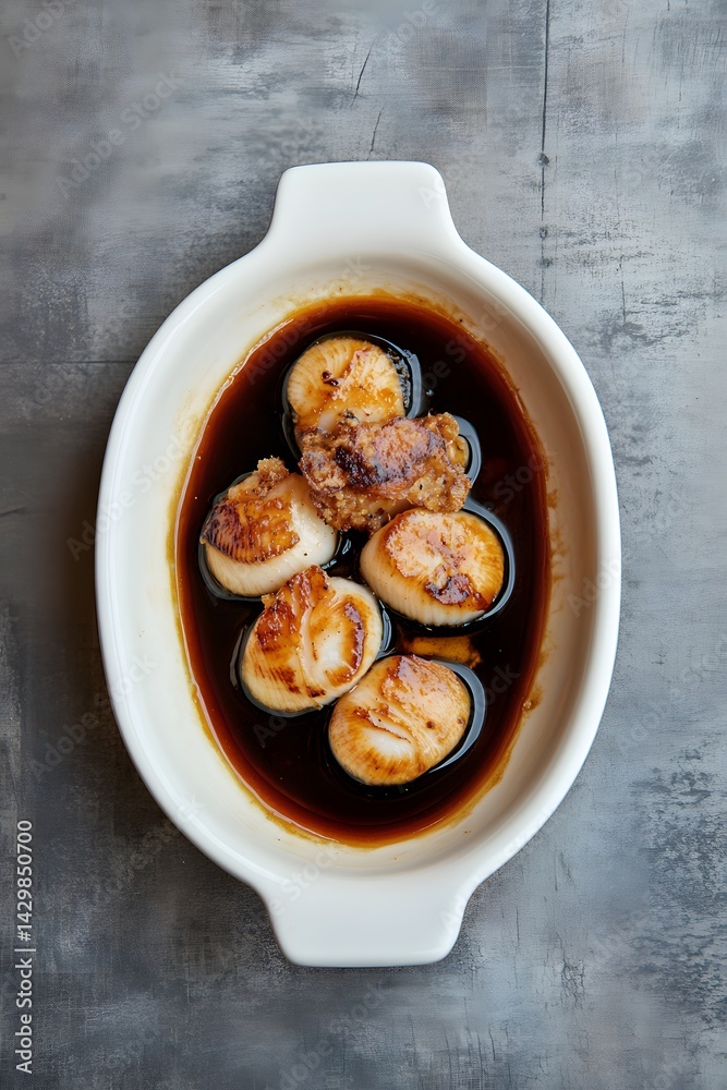 Delicious Pan-Seared Scallops in Soy Glaze Dish Delicious Pan-Seared Scallops in Soy Glaze Dish