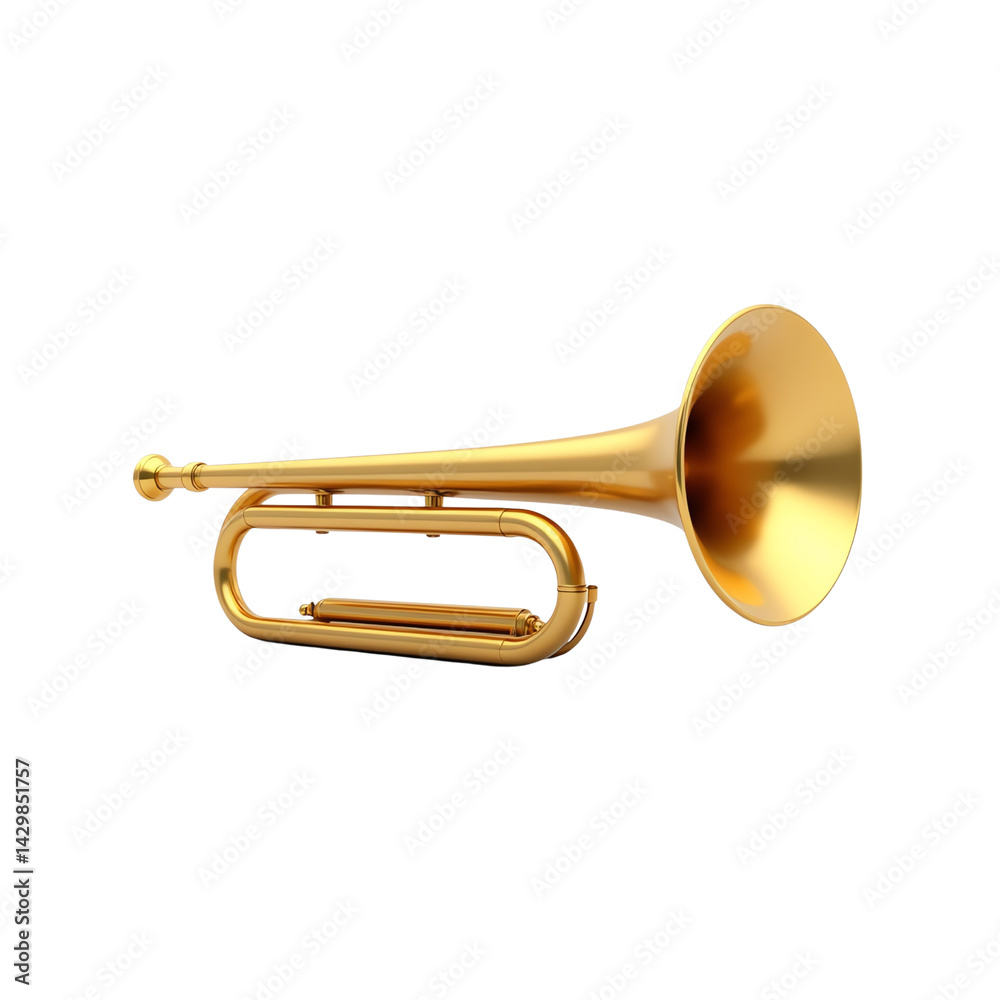 Obraz premium Golden trumpet on white isolated background