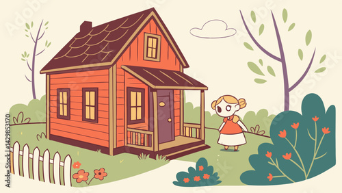 house made of  wood in forest with white background  vector illustration.
