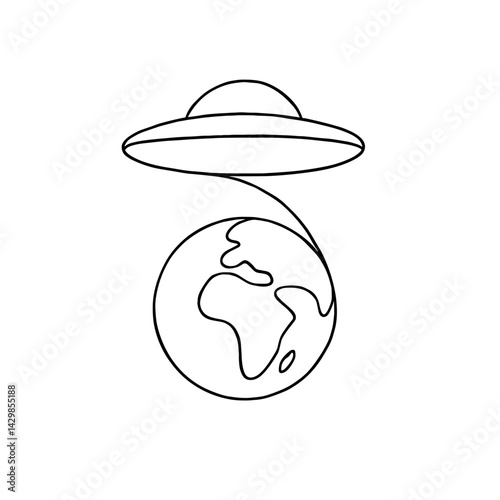 UFO hovering above Earth in conceptual space artwork