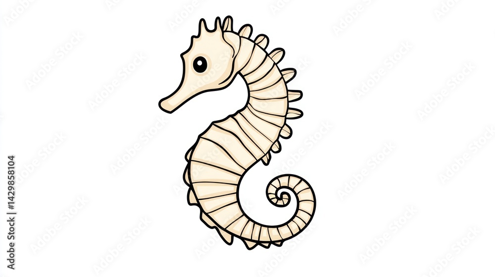 Fototapeta premium Seahorse illustration of marine wildlife in white background for educational use