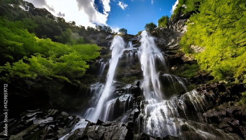 Waterfall Flowing Up to the Sky