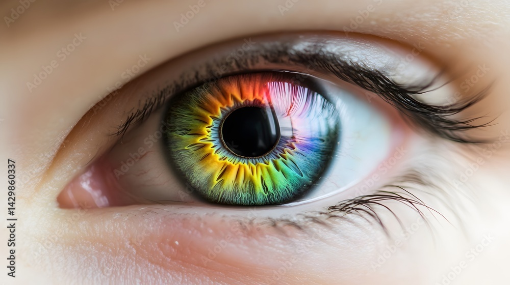 Fototapeta premium Vibrant Rainbow Eye Macro Photography Closeup