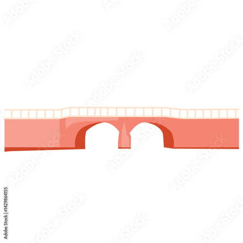 vector illustration of a red brick wall. Bridge with tunnel.