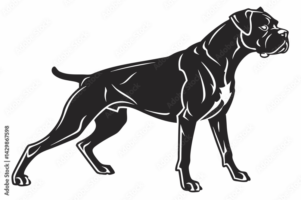 Fototapeta premium boxer dog sihouette black vector