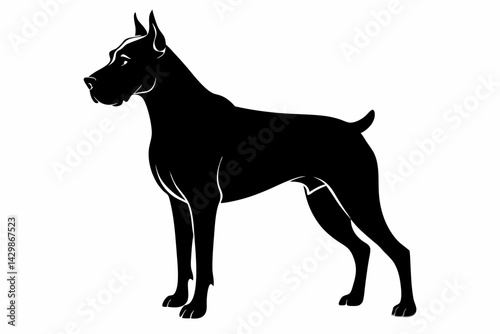boxer dog sihouette black vector