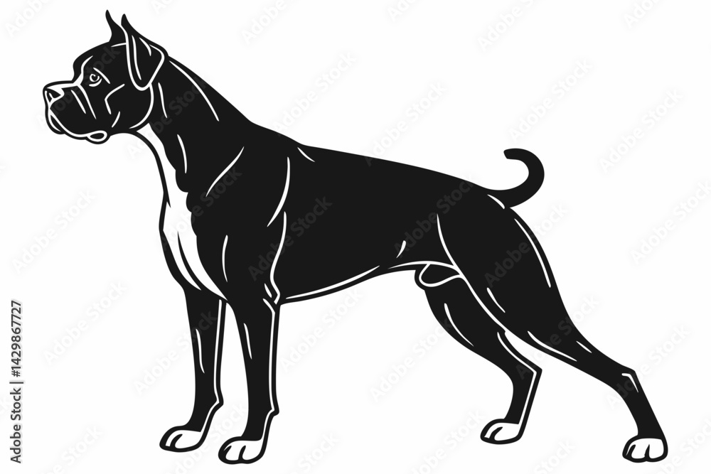 Fototapeta premium boxer dog sihouette black vector