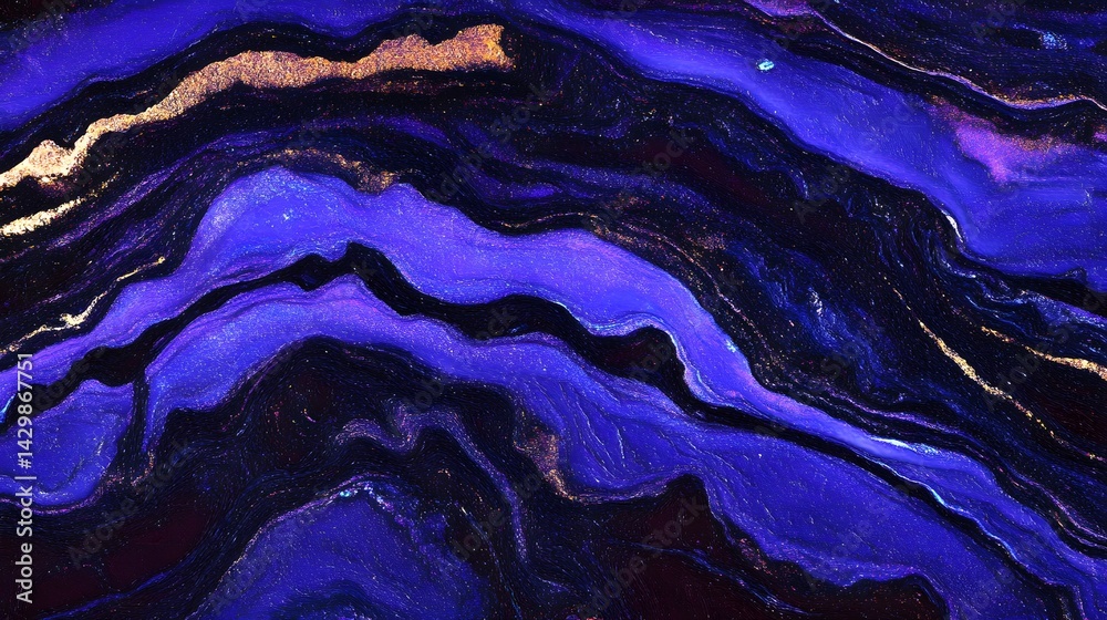 Obraz premium Abstract Purple and Gold Liquid Marble Texture