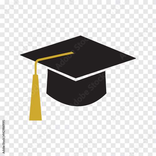 Graduation cap icon education student symbol vector design simple line black and white. Eps 10