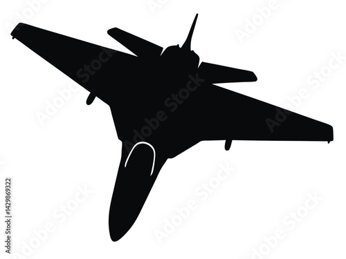 Vector silhouette of the fighter jet, Military attack aircraft silhouette vector illustration