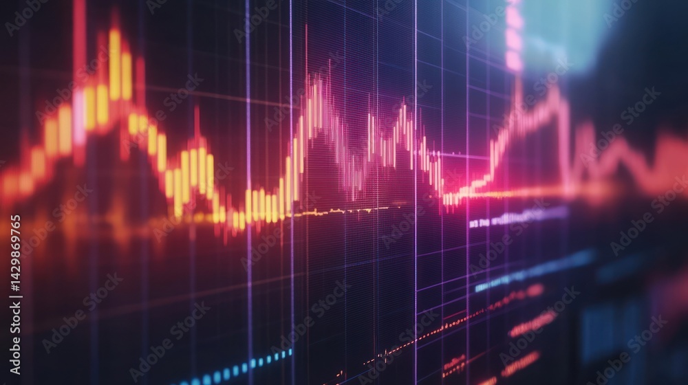 Financial Analytics Displaying Market Fluctuations and Volatility on a Screen Financial Analytics Displaying Market Fluctuations and Volatility on a Screen