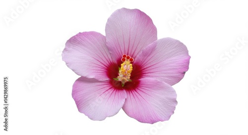 Pink hibiscus flower on white background