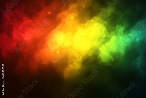 Colorful abstract smoke clouds, vibrant hues, dark background. Possible use background image photo