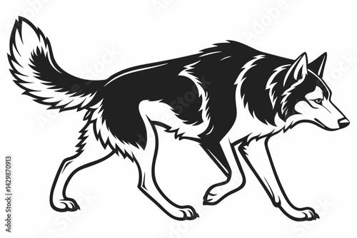 siberian husky sihouette black vector