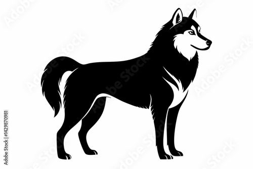 siberian husky sihouette black vector