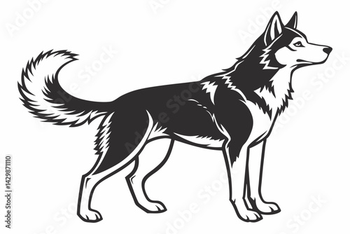 siberian husky sihouette black vector