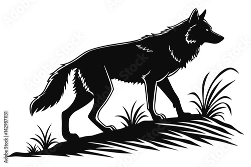 siberian husky sihouette black vector