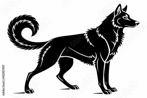 siberian husky sihouette black vector