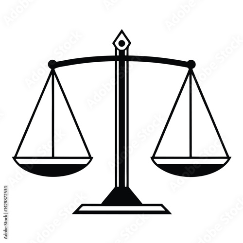Black silhouette of a beam balance scale vector Art & Illustration