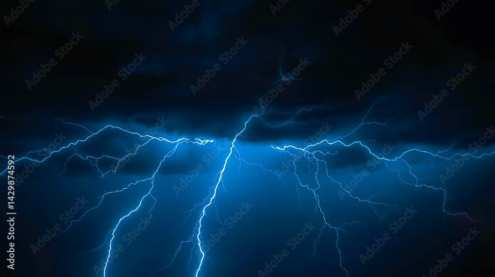 intense blue lightning fracturing across a dark intense blue lightning fracturing across a dark