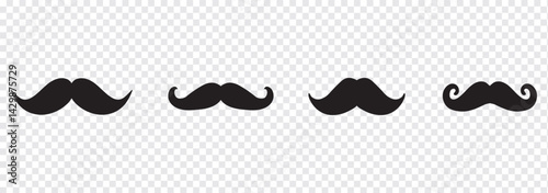 Mustache Icon Set. Vector illustration isolated on transparent background. Classic Mustache, Fathers Day Symbol. Italy Mustache Icon, Vector Illustration.
