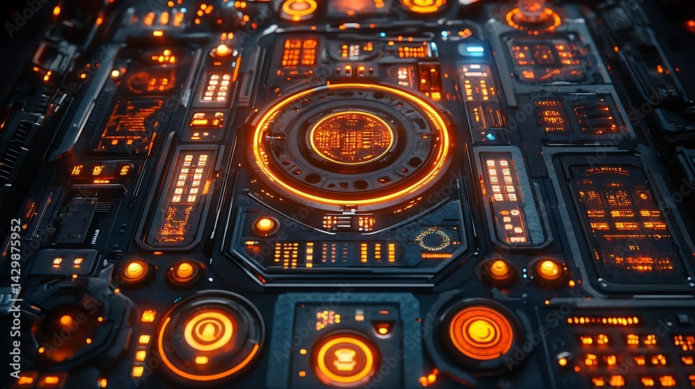 custom made wallpaper toronto digitalFuturistic control panel, glowing interface, advanced technology, close-up view,  for digital art, graphic design