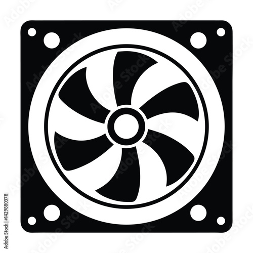 Square silhouette of a cooling fan vector Art & Illustration