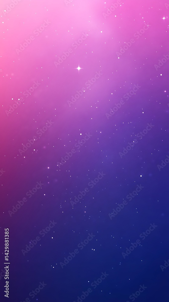 Obraz premium Abstract space scene, pink and purple gradient background with stars, use for digital design, wallpaper, or backdrop