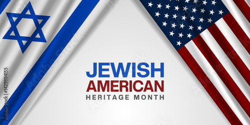 May is Jewish American Heritage Month. Israel and American flag. Great for posters, banners, social media and more. White background. 