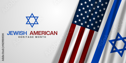 May is Jewish American Heritage Month. David star, israel and American flag. Great for posters, banners, social media and more. White background. 