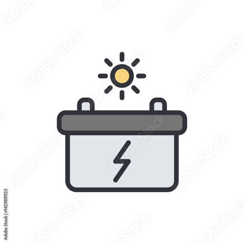 Battery charging colored icons, minimalist vector illustration ,simple transparent graphic element .Isolated on white background