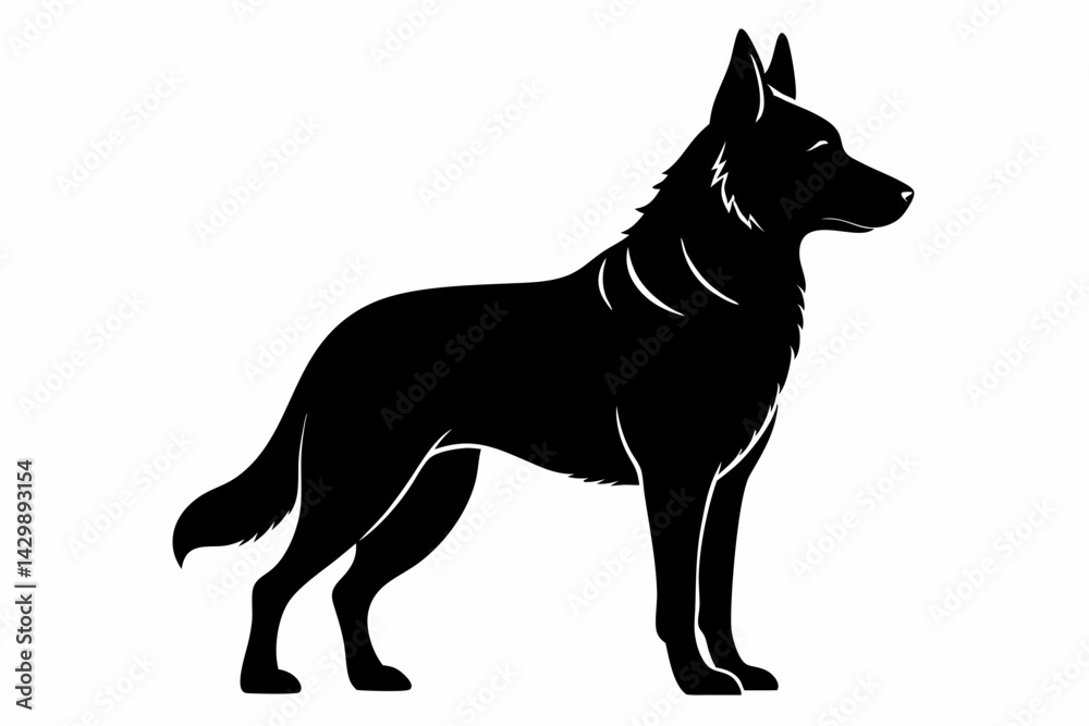 Obraz premium german shepherd sihouette black vector